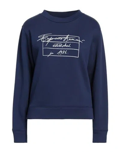 Emporio Armani Woman Sweatshirt Midnight Blue Size 14 Cotton, Polyester
