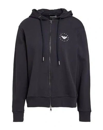 Emporio Armani Woman Sweatshirt Midnight Blue Size L Cotton In Black