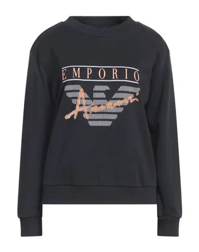Emporio Armani Woman Sweatshirt Midnight Blue Size L Cotton, Elastane