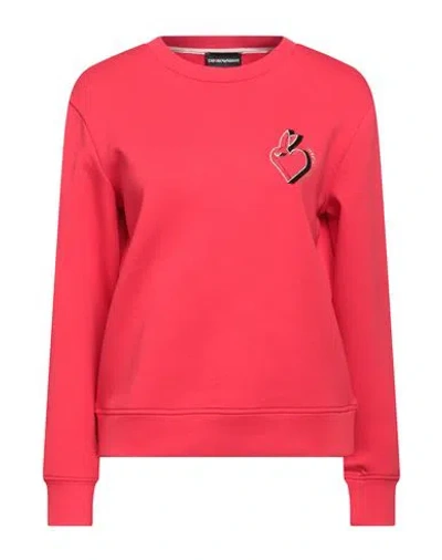 Emporio Armani Woman Sweatshirt Red Size S Cotton, Polyester, Elastane