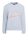 Emporio Armani Woman Sweatshirt Sky Blue Size L Cotton, Elastane