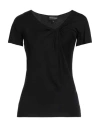 Emporio Armani Woman T-shirt Black Size 12 Viscose, Elastane