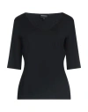 Emporio Armani Woman T-shirt Black Size 14 Viscose, Elastane In Black