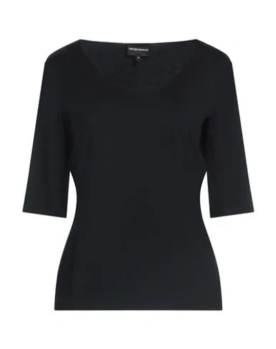 Emporio Armani Woman T-shirt Black Size 14 Viscose, Elastane