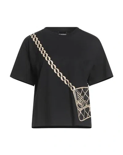 Emporio Armani Woman T-shirt Black Size L Cotton