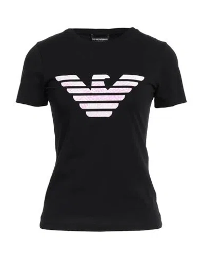 Emporio Armani Woman T-shirt Black Size L Cotton, Elastane