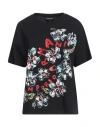 Emporio Armani Round-necked Flower T-shirt In Black