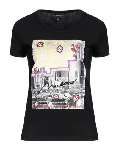 Emporio Armani Woman T-shirt Black Size Xs Cotton, Elastane