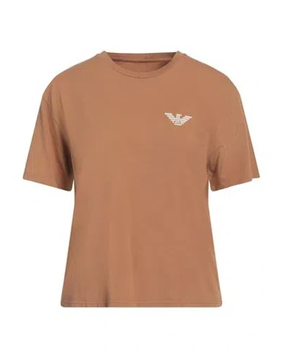 Emporio Armani Woman T-shirt Camel Size M Cotton In Beige