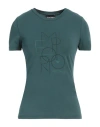 Emporio Armani Woman T-shirt Dark Green Size 4 Cotton, Elastane