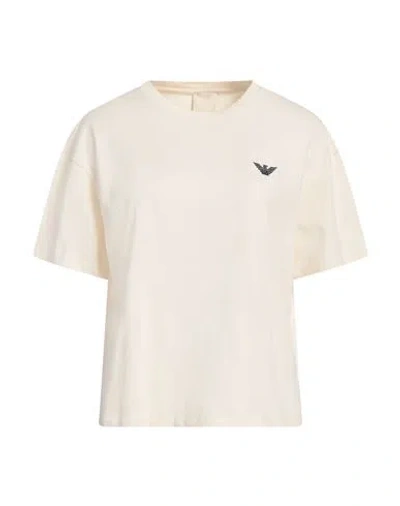 Emporio Armani Woman T-shirt Ivory Size L Organic Cotton In White