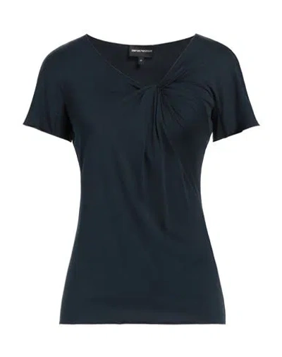 Emporio Armani Woman T-shirt Midnight Blue Size 10 Viscose, Elastane
