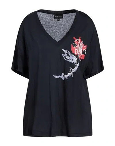 Emporio Armani Woman T-shirt Midnight Blue Size S Cotton, Modal