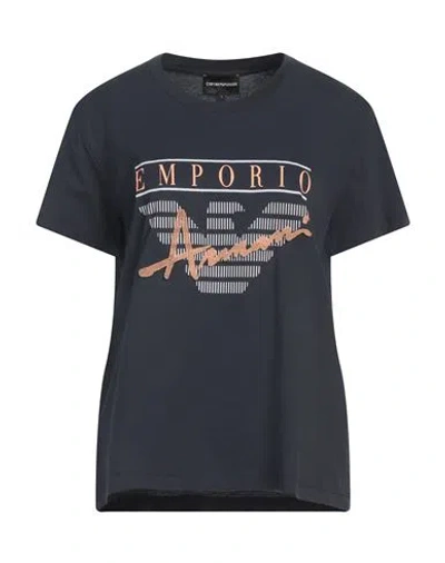 Emporio Armani Woman T-shirt Navy Size L Cotton