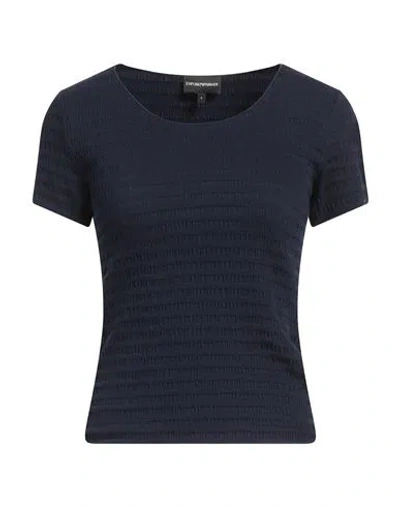 Emporio Armani Woman T-shirt Navy Size Xs Cotton, Polyamide, Elastane