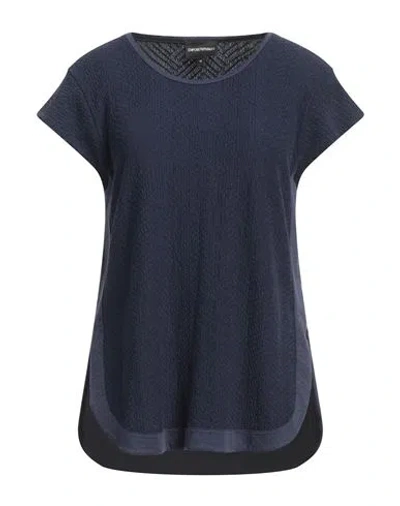 Emporio Armani Woman T-shirt Navy Size S Viscose, Polyamide, Cotton, Elastane