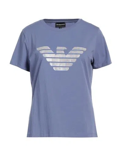 Emporio Armani Woman T-shirt Pastel Blue Size Xl Cotton, Elastane