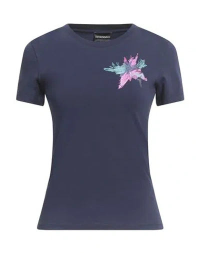 Emporio Armani Woman T-shirt Purple Size L Cotton, Elastane In Multi