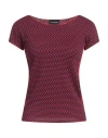 EMPORIO ARMANI EMPORIO ARMANI WOMAN T-SHIRT RED SIZE XS POLYESTER, VISCOSE, ELASTANE