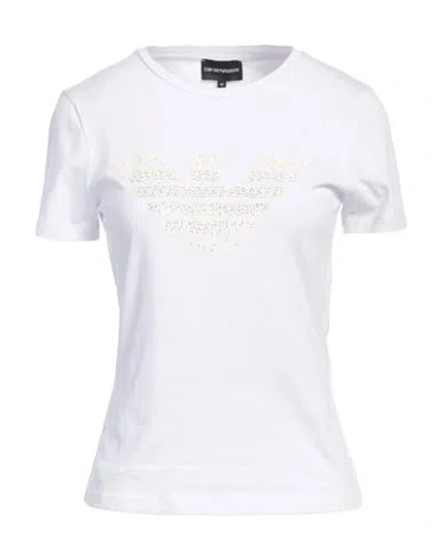 Emporio Armani Woman T-shirt White Size 12 Cotton, Elastane