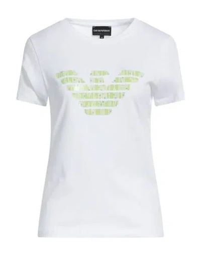 Emporio Armani Woman T-shirt White Size M Cotton, Elastane