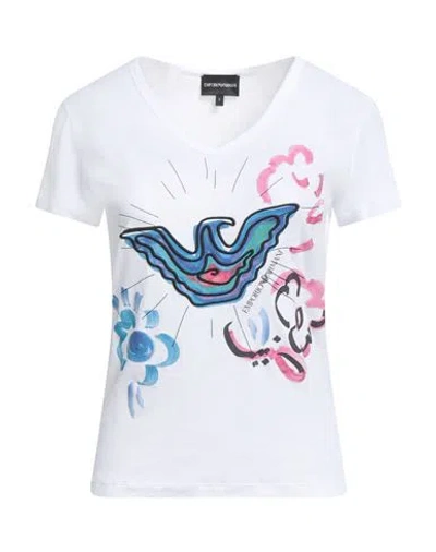 Emporio Armani Woman T-shirt White Size L Modal, Cotton