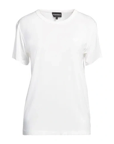 Emporio Armani Woman T-shirt White Size L Viscose, Elastane