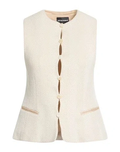 Emporio Armani Woman Tailored Vest Beige Size M Cotton, Polyester, Elastane In Neutral