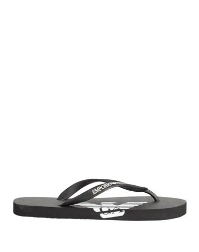 Emporio Armani Woman Thong Sandal Black Size 7.5 Rubber
