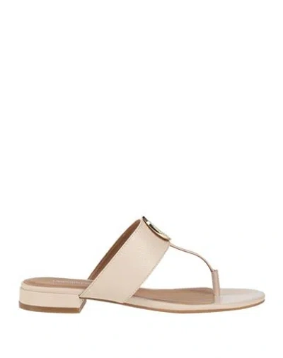 Emporio Armani Woman Thong Sandal Cream Size 9.5 Soft Leather In White