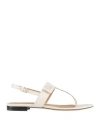 Emporio Armani Woman Thong Sandal Ivory Size 4.5 Leather In White