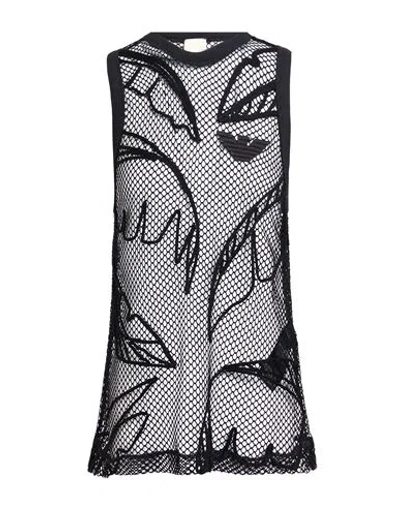 Emporio Armani Woman Top Black Size 8 Polyamide, Elastane In Animal Print