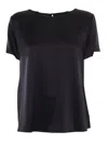 Emporio Armani Silk Blend Top With Short Sleeves In Black