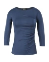Emporio Armani Woman Top Blue Size 14 Viscose, Elastane In Blue
