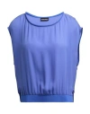 Emporio Armani Woman Top Light Blue Size 6 Mulberry Silk