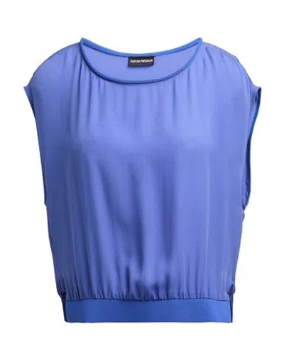 Emporio Armani Woman Top Light Blue Size 6 Mulberry Silk