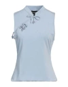 Emporio Armani Woman Top Light Blue Size M Cupro, Elastane