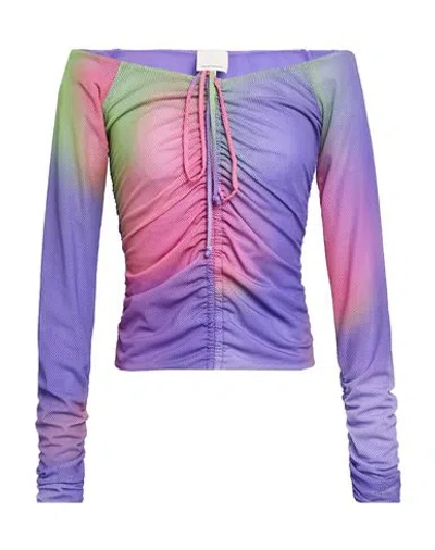 Emporio Armani Woman Top Lilac Size L Polyester, Elastane In Animal Print
