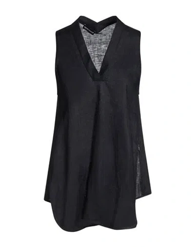 Emporio Armani Woman Top Midnight Blue Size 14 Linen