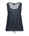 Emporio Armani Woman Top Midnight Blue Size L Linen In Blue