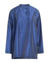 Emporio Armani Woman Top Navy Size 8 Polyester, Silk In Navy Blue