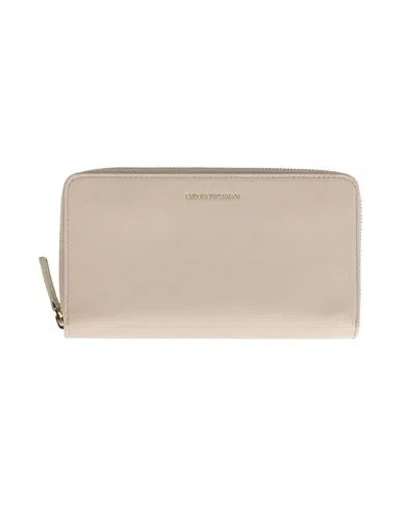 Emporio Armani Woman Wallet Beige Size - Lambskin, Cow Leather, Polyurethane In Sand