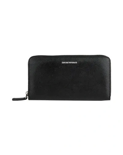 Emporio Armani Woman Wallet Black Size - Cow Leather, Polyurethane