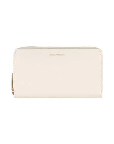 Emporio Armani Woman Wallet Cream Size - Cow Leather In White