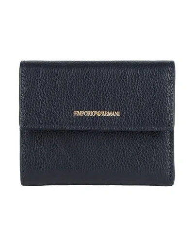 Emporio Armani Woman Wallet Midnight Blue Size - Cow Leather In Black