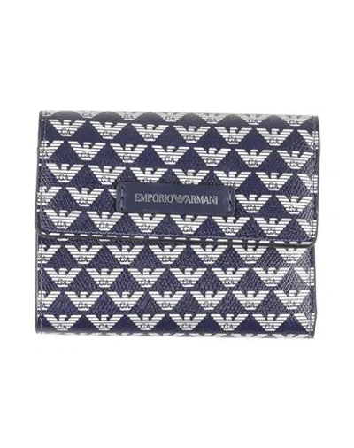 Emporio Armani Woman Wallet Navy Size - Textile Fibers In Multi