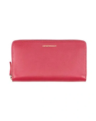 Emporio Armani Woman Wallet Red Size - Lambskin, Cow Leather, Polyurethane