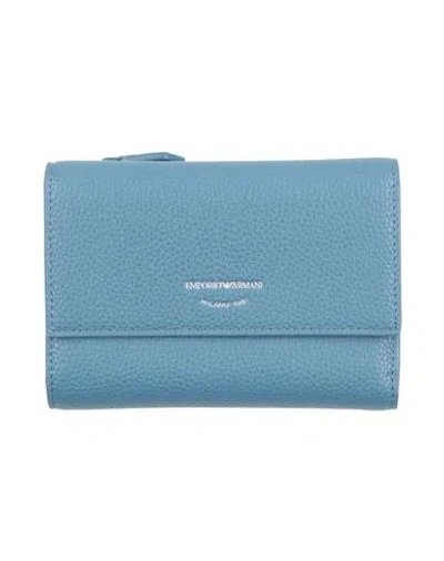 Emporio Armani Woman Wallet Slate Blue Size - Leather