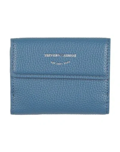 Emporio Armani Woman Wallet Slate Blue Size - Textile Fibers