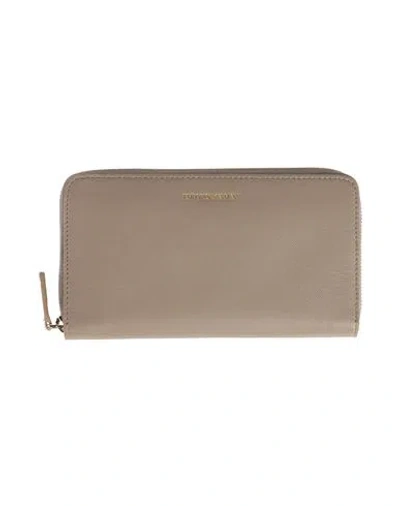 Emporio Armani Woman Wallet Taupe Size - Lambskin, Cow Leather, Polyurethane In Gray